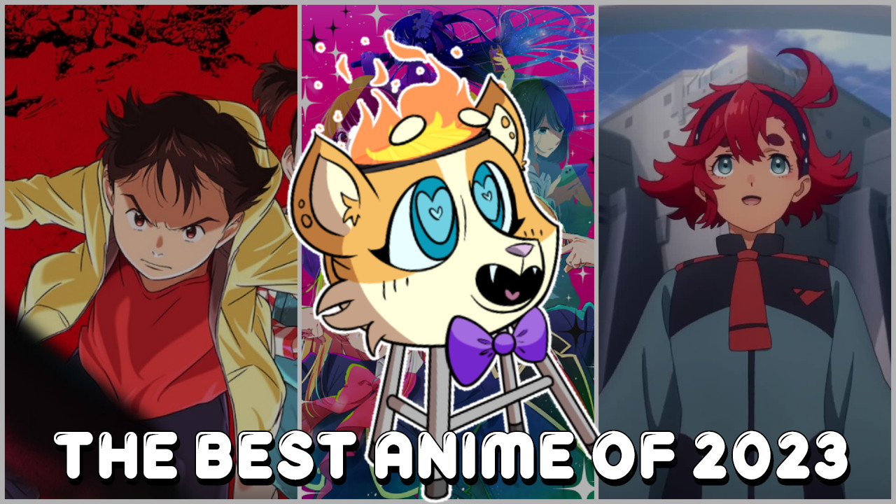 A picture of an anthropomorphic grill above pictures from several 2023 anime releases.